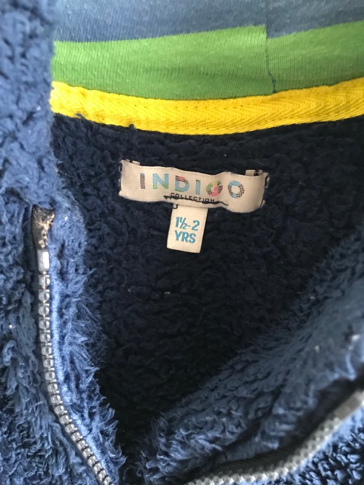 Kapüşonlu Erkek Çocuk Mavi Fermuarlı Mont - Görsel 3