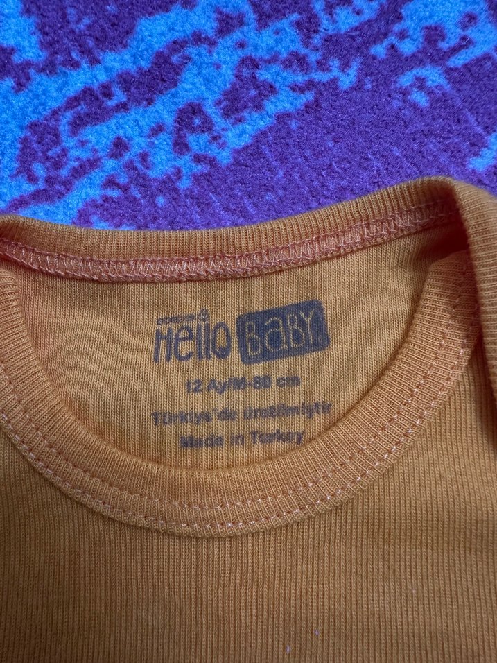 Turuncu Kısa Kollu Bebek Body - Görsel 2