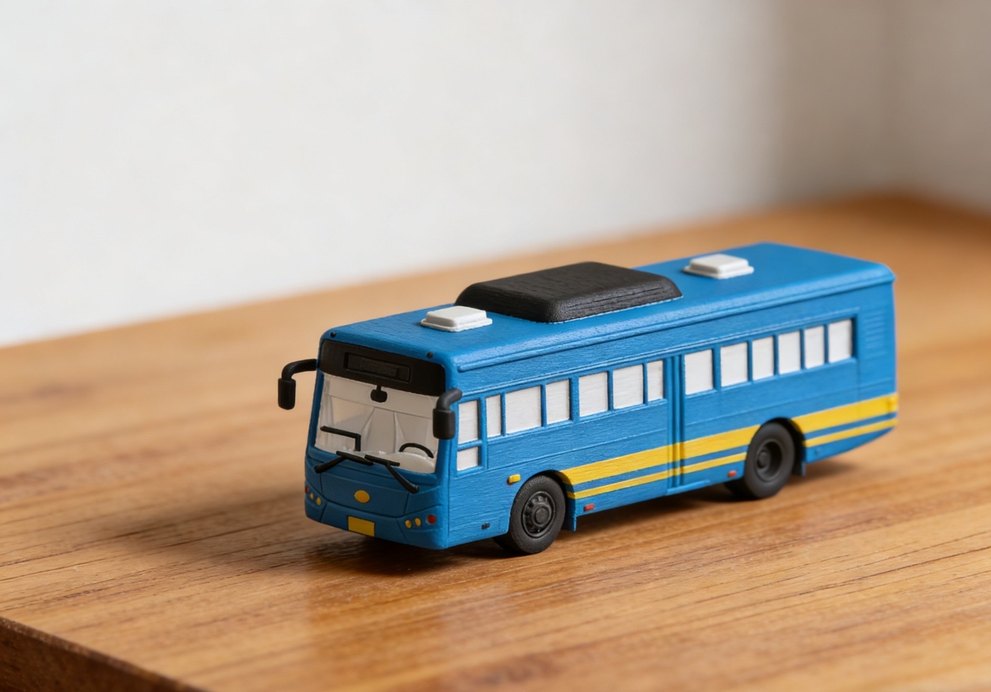 3d baskı otobüs model diecast diorama - Görsel 3