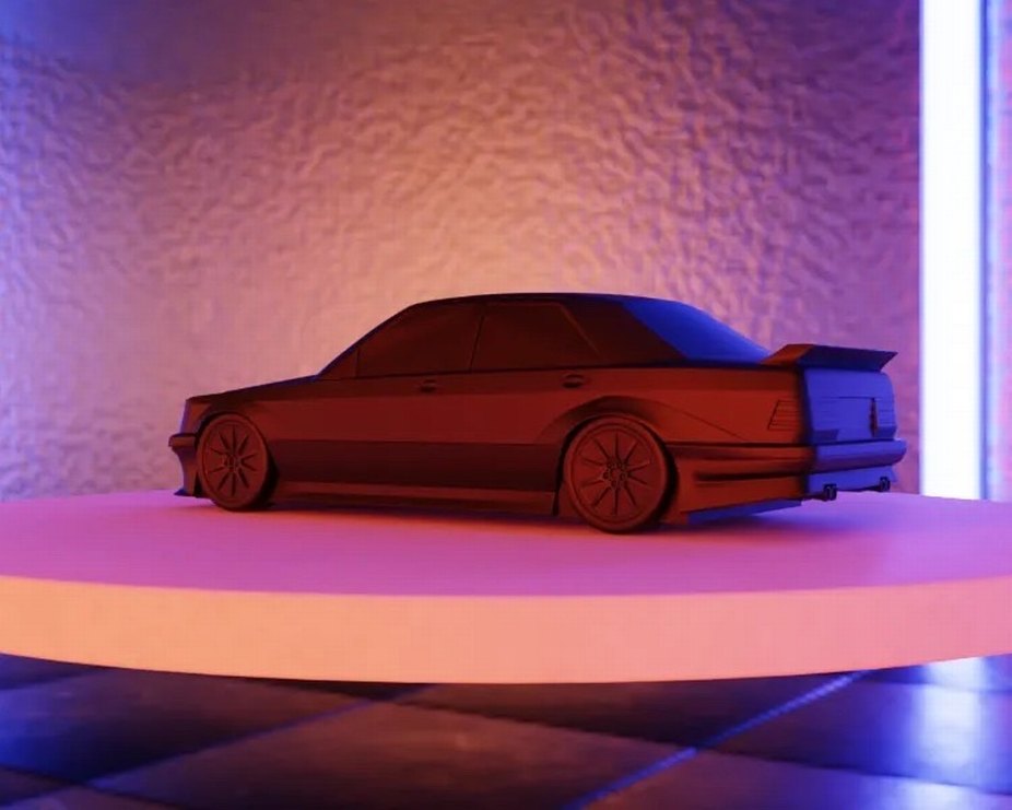3d Baskı Mercedes Benz 190E model araba Diecast Diorama - Görsel 4