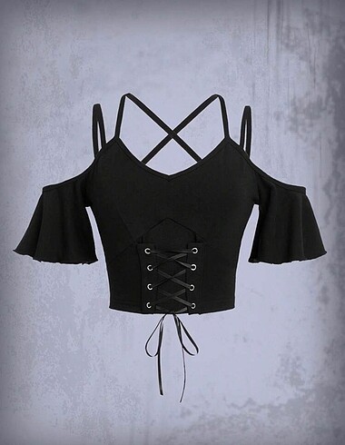 Gotik Siyah Korse Crop