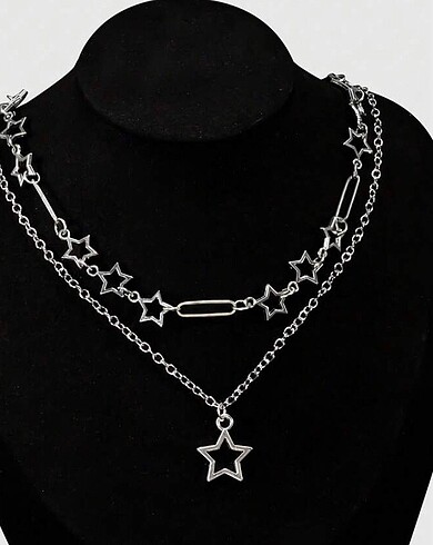 Star Girl Y2K Grunge Yıldız Zincir İkili Kolye