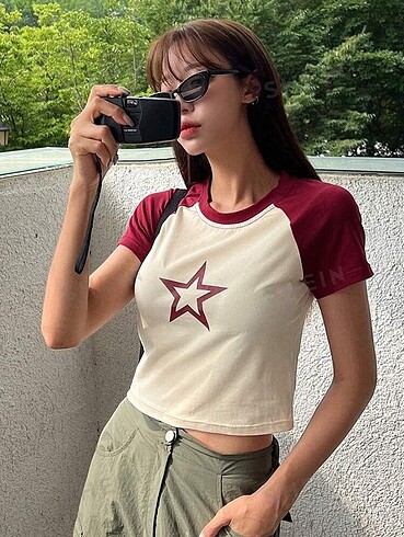 Bordo Star Girl Crop Grunge Summer