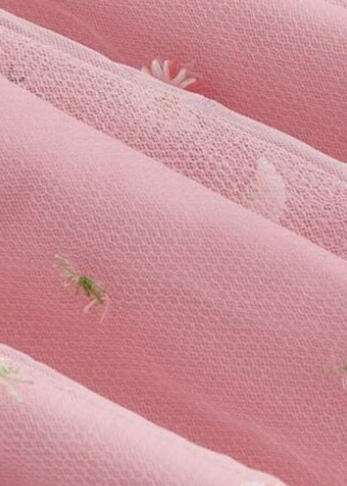 Pembe Çiçekli Straplez Tül Elbise Mezuniyet Fairycore Coquette L - Görsel 3