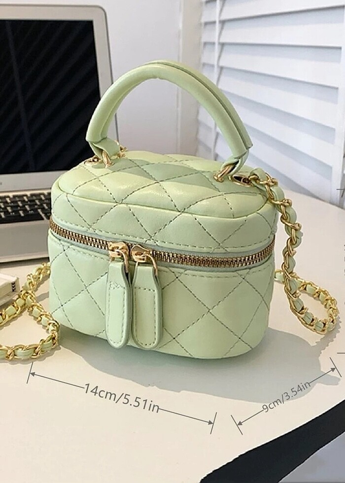 Soft Açık Yeşil Mini Kare Kutu Çanta - Görsel 2