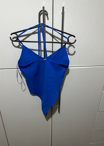 Zara Mavi Drapeli İnce Askılı Mini Üst - Görsel 4