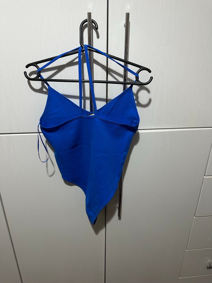 Zara Mavi Drapeli İnce Askılı Mini Üst - Görsel 4