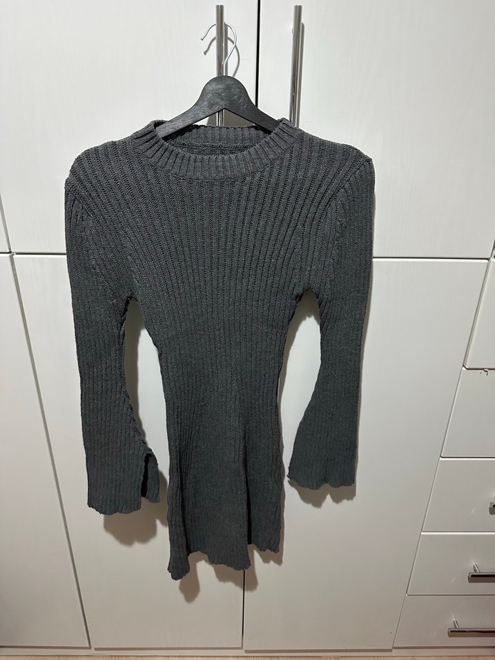 Gri Kadın Triko Midi Elbise - Görsel 2