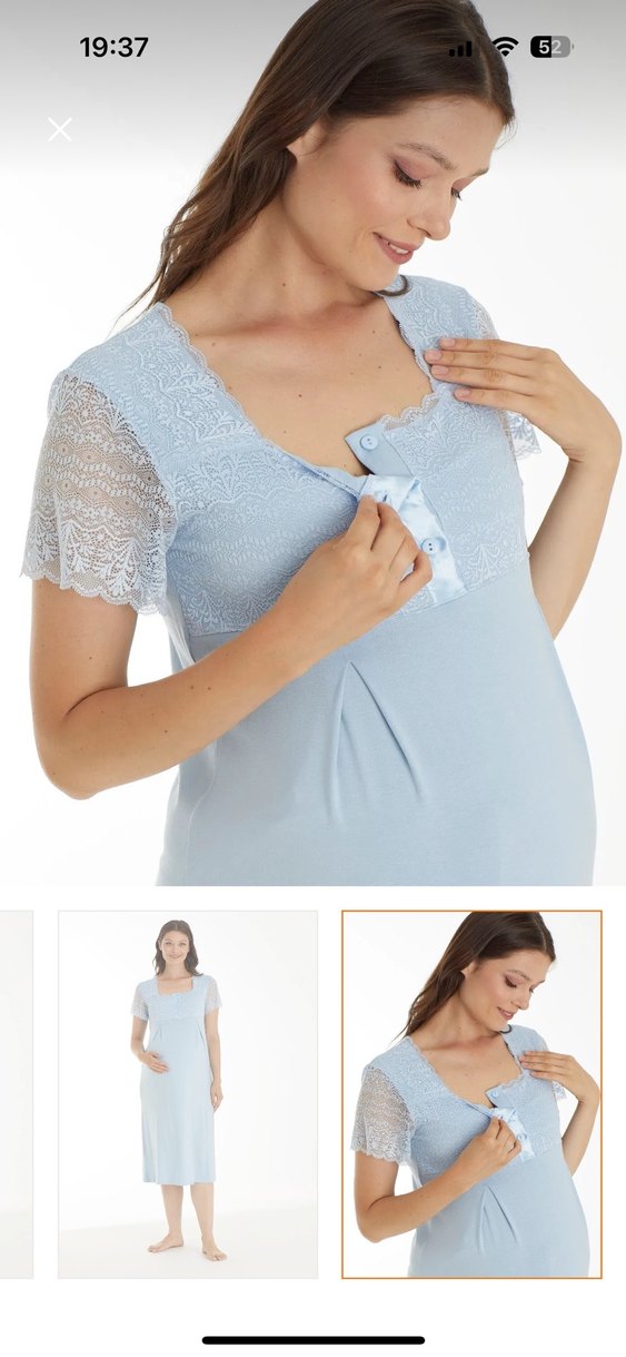Mavi Hamile Lohusa ve Emzirme Gecelik - Görsel 3