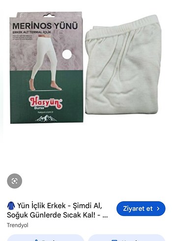 Beyaz Merinos Yünü Termal Erkek Alt İçlik - Görsel 2