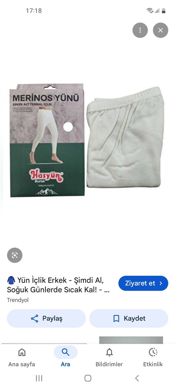 Beyaz Merinos Yünü Termal Erkek Alt İçlik - Görsel 2