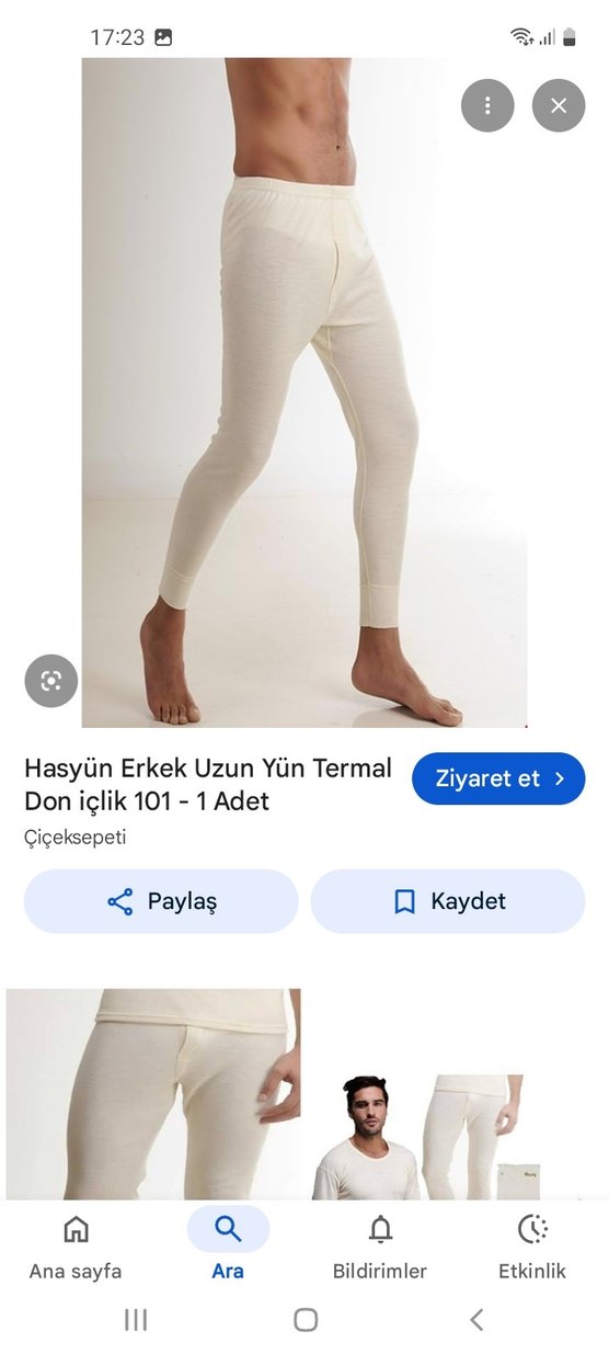 Beyaz Merinos Yünü Termal Erkek Alt İçlik - Görsel 4