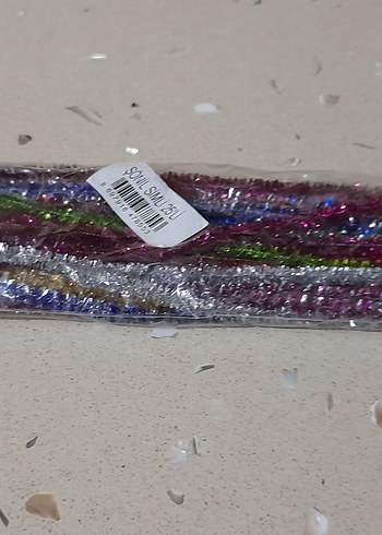 Renkli Parlak Parti Çubukları şönil simli  23 adet var - Görsel 2