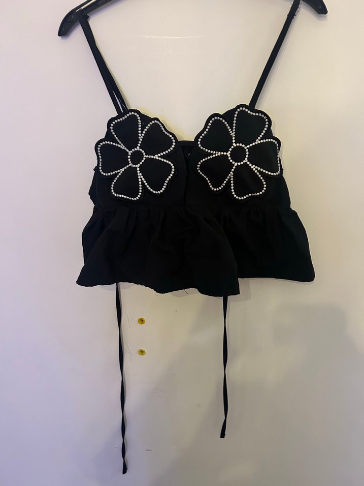 Siyah Bantlı Çiçek  Büstiyer - Görsel 2