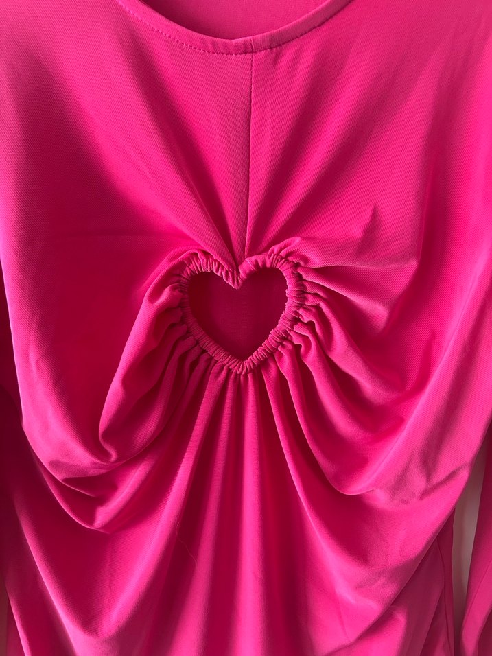 Kalp Detaylı Pembe Uzun Kollu Bluz - Görsel 2