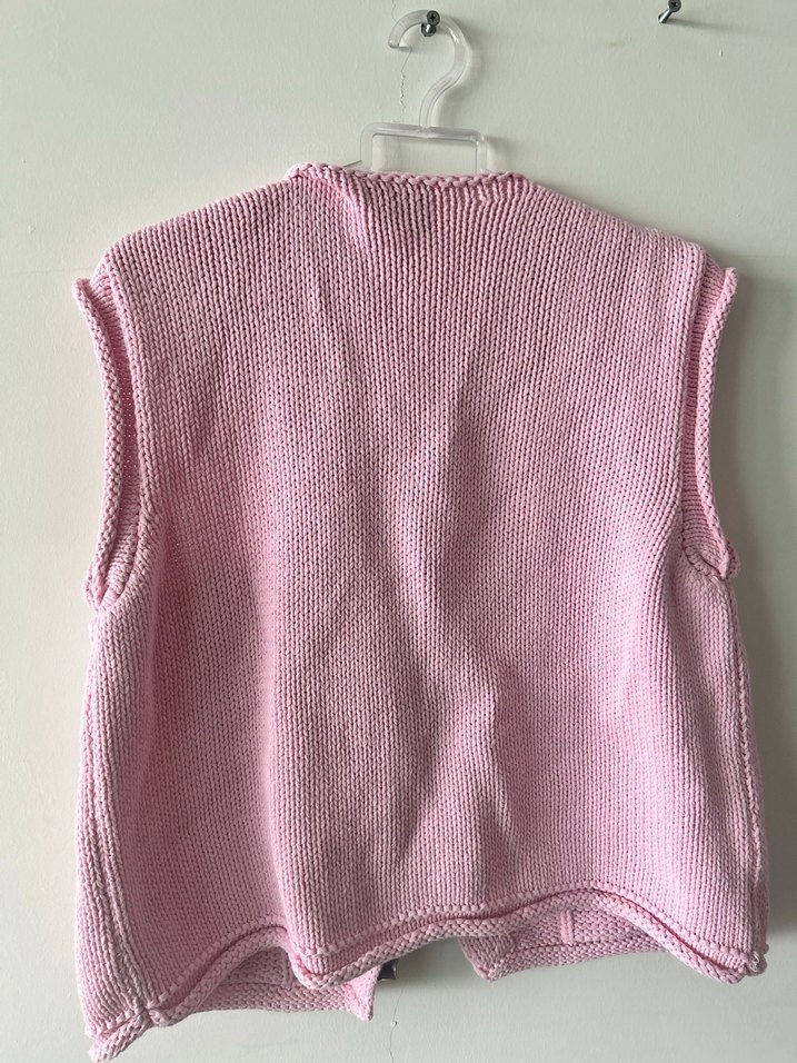 Pembe Örgü Kolsuz Kadın Yelek - Görsel 3