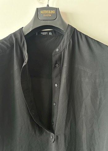 Siyah Düğmeli Uzun Kollu Kadın Gömlek - Görsel 4