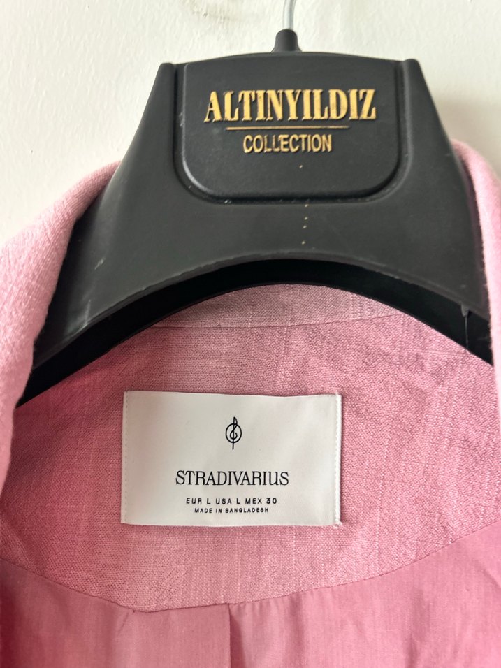 Pembe Kadın Keten Blazer Ceket - Görsel 3