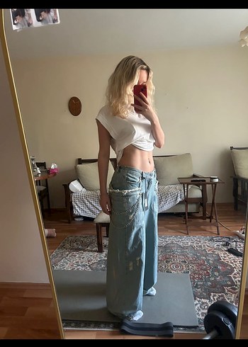 Mavi Bol Kesim Wide Leg Jean Kadın Kot Pantolon tw3 design