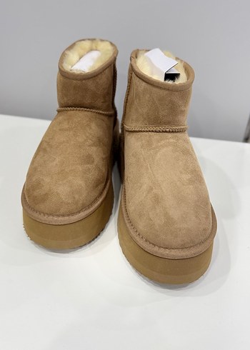 38 Beden camel Renk Bej Süet UGG Kadın Dolgu Topuk Bot