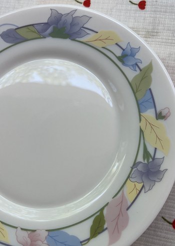 Diğer ARCOPAL Çiçek Desenli Beyaz PASTA Tabağı