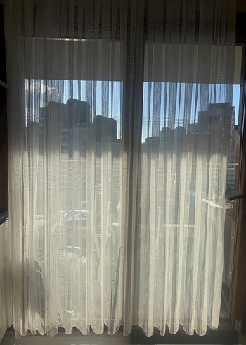 Beyaz Modern Düz Tül Perde - Görsel 2