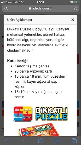  Beden Adeda dikkatli puzzle 7+