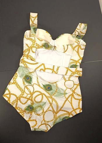 Zincir Detaylı Beyaz Desenli Kadın Mayo - Görsel 5