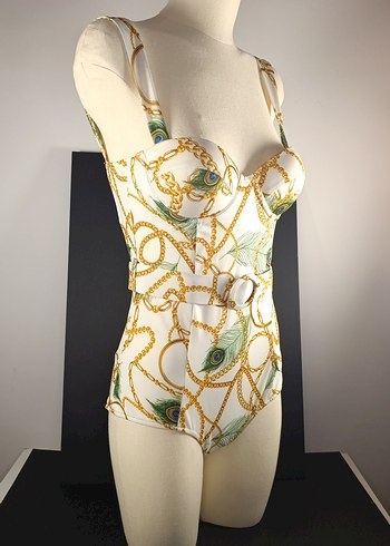 Zincir Detaylı Beyaz Desenli Kadın Mayo - Görsel 2