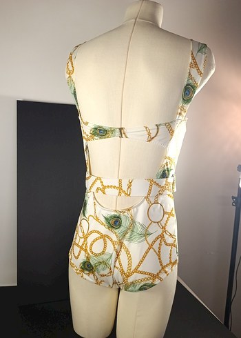 Zincir Detaylı Beyaz Desenli Kadın Mayo - Görsel 3