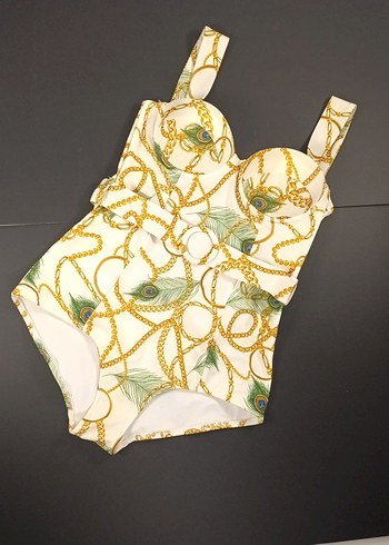 Zincir Detaylı Beyaz Desenli Kadın Mayo - Görsel 4