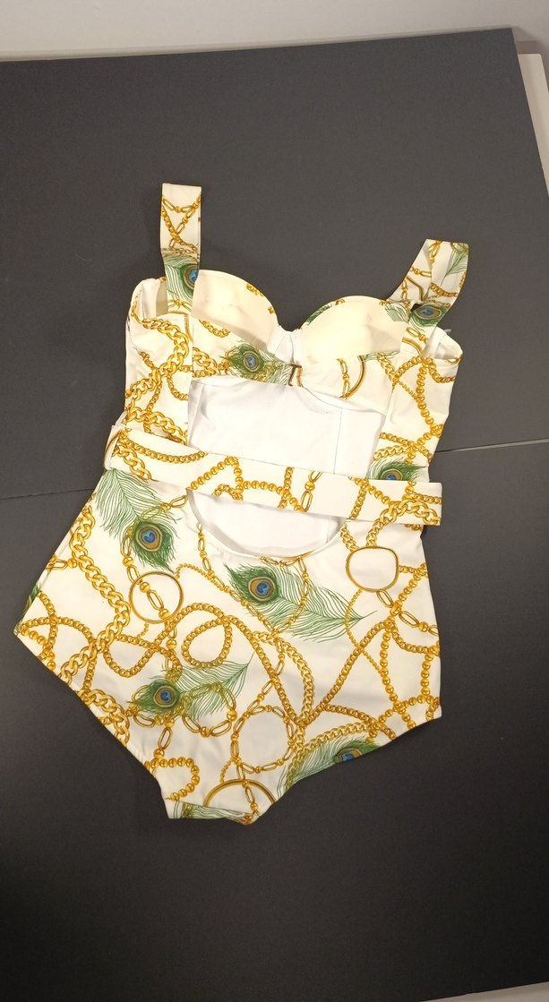 Zincir Detaylı Beyaz Desenli Kadın Mayo - Görsel 5