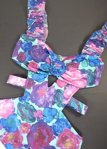 Çiçek Desenli Strappy Kadın Mayo - Görsel 6