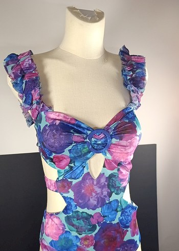 Çiçek Desenli Strappy Kadın Mayo - Görsel 2