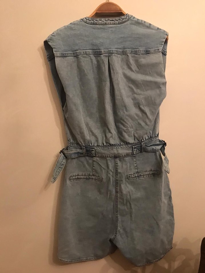 Kadın Denim Mini Tulum - Görsel 3