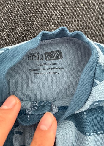 HelloBaby 3 aylık Uzun Kollu Dinozor Desenli Bebek Tulum