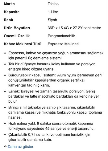 Tchibo Cafissimo Siyah Kahve Makinesi
