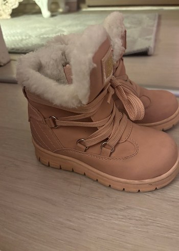 25 Beden Kız Çocuk Süet Pembe bot Kürklü