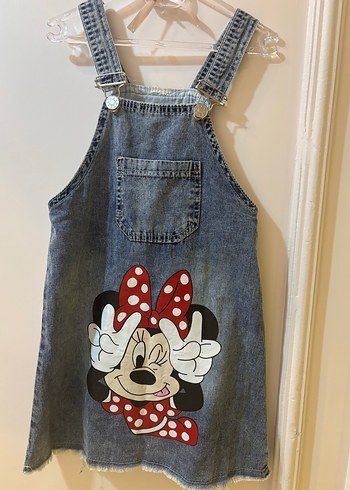 Kız Çocuk Renkli Baskılı Denim Elbise