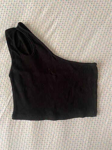 siyah tek kollu crop