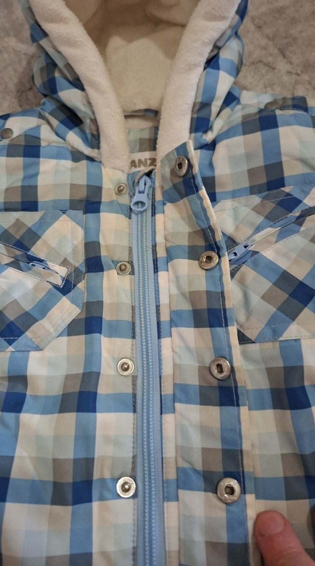 kanz Erkek Çocuk Mavi Ekose Kapüşonlu Mont - Görsel 4