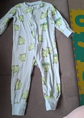 Yeşil Kurbağa Desenli Bebek Tulum
