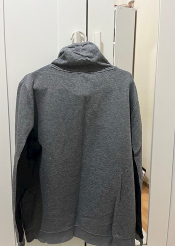 Gri Yarım Fermuarlı Yüksek Yaka Sweatshirt - Görsel 4