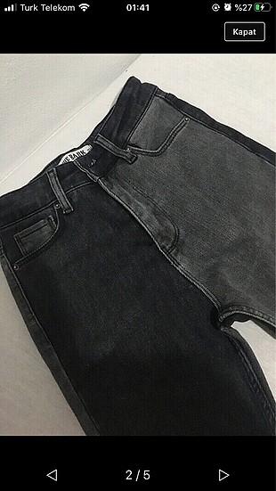 İki Renkli Siyah Gri Yeni Sezon Jean + Küpe