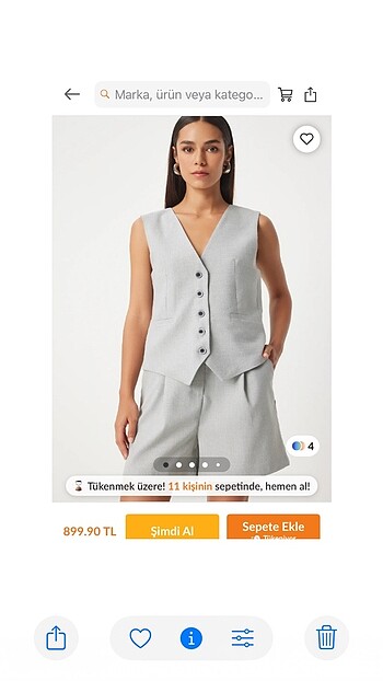 happiness istanbul takım yelek şort blazer gri