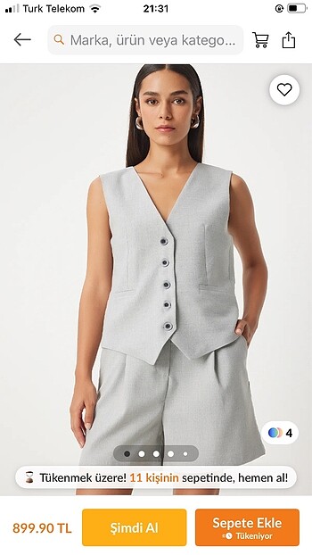 happiness istanbul takım yelek şort blazer gri