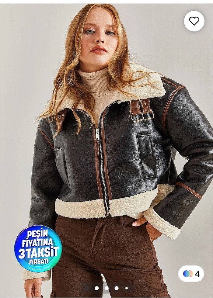 yakası kemerli lamine ceket mont deri - Görsel 5