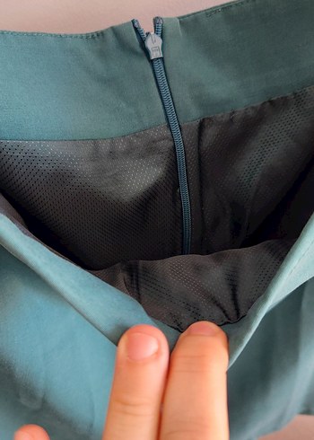 Bohem Ofis Midi Turkuaz Hamile Eteği - Görsel 3