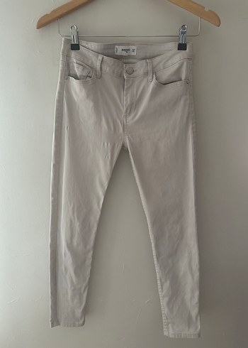 xs Beden Bej Kadın Slim Fit Keten Pantolon