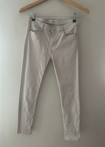 Bej Kadın Slim Fit Keten Pantolon